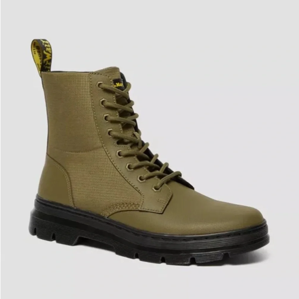 Dr. Martens Jadon Olive Leather & Nylon Combat Boots - Men's